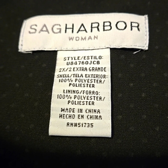 VTG Sag Harbor 2 pc Dress Midnight Blue White Polka Dots Layered Skirt size 2X - Picture 9 of 16